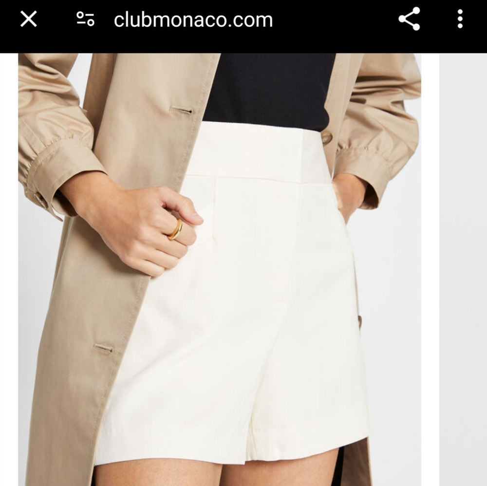 Club Monaco Polished Pique Shorts SZ.8 NWT White